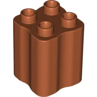 Duplo Brick 2 x 2 x 2 with Indented Sides (Tree Trunk) / Dark Orange