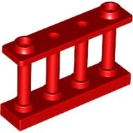 Fence Spindled 1 x 4 x 2 [2 Top Studs] / Red