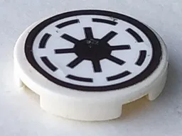 Tile, Round 2 x 2 with SW Galactic Republic Logo on White Background, Black Border, Thick Gaps Pattern (Sticker) - Sets 7676 / 7751 / 8014 / 9498 / 10195 / 75021