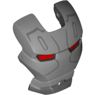 Lego Headwear Accessory Visor Top Hinge with Silver Face Shield, Red Eyes and Black Lines and Shapes Print (War Machine) / Black