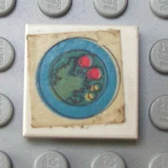 Tile 2 x 2 without Groove with Blue Circle Plate, Green Mass, 2 Red Spots, 2 Yellow Spots Pattern (Sticker) - Set 263-1