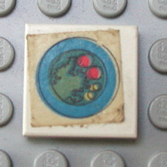 Lego Tile 2 x 2 without Groove with Blue Circle Plate, Green Mass, 2 Red Spots, 2 Yellow Spots Pattern (Sticker) - Set 263-1