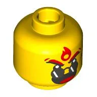 Minifig Head Red Son, Red Forehead Dot, Round Sunglasses / No Sunglasses Angry Print / Yellow
