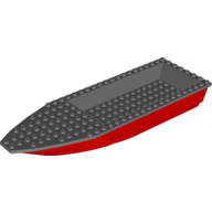 Lego Boat 28 x 8 with Dark Bluish Gray Top [Complete Assembly] / Red