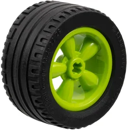 Wheel 30.4mm D. x 20mm with No Pin Holes and 5 Large Spokes with Black Tire 43.2 x 22 ZR (42716 / 44309)