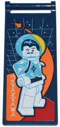 Flag 7 x 3 with Bar Handle with Medium Azure and White Fritz Donnegan Minifigure, Orange Spaceship, Grid, Stars, and Ninjago Logogram 'STARFARER' Pattern (Sticker) - Set 71799