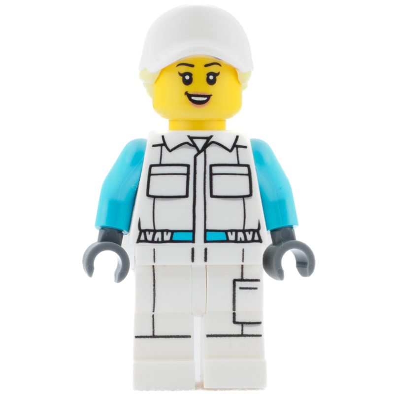 Lego Woman, White Jumpsuit and Cap