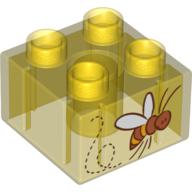 Lego Duplo Brick 2 x 2 with Flying Bee Print / Trans-Yellow