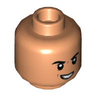 Lego Minifig Head Dr Wu, Grin / Scared Open Mouth Print / Nougat