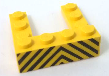 Lego Stickered Assembly 4 x 4 x 1 with Black and Yellow Danger Stripes Pattern (Sticker) - Set 6383