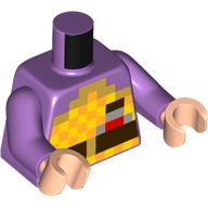 Lego Torso, Minecraft Pixelated Fire, Dark Brown Belt print, Medium Lavender Arms, Light Nougat Hands / Medium Lavender