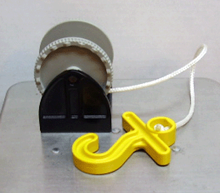 Lego Duplo Hose Reel Holder 2 x 2 with Light Gray Drum, Yellow Hook, String