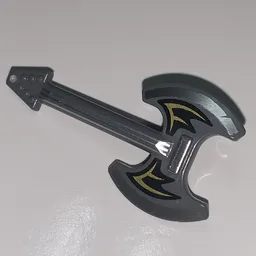 Musical Instrument Guitar Ax-Shaped with Yellow Wings Print / Dark Bluish Gray