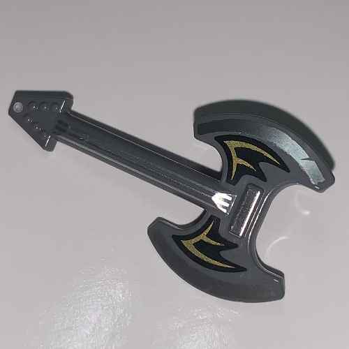 Lego Musical Instrument Guitar Ax-Shaped with Yellow Wings print / Dark Bluish Gray