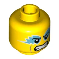 Minifig Head Wrestling Champion, Medium Azure Eye Paint, Clenched Teeth Print [Hollow Stud] / Yellow