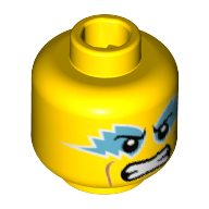 Lego Minifig Head Wrestling Champion, Medium Azure Eye Paint, Clenched Teeth Print [Hollow Stud] / Yellow