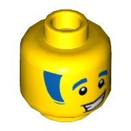 Lego Minifig Head Discowboy, Blue Eyebrows and Sideburns Print / Yellow