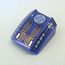 Brick Curved 2 x 2 with Lip, No Studs with Printed Circuitry Print (Pulse) / Violet