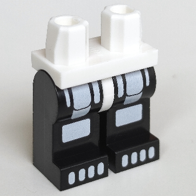 Lego Hips and Black Legs with Toes and Skeleton Legs Print / White