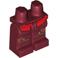 Lego Hips and Dark Red Legs with Shirt Tails, Gold Band and Fleur de Lis Print / Dark Red