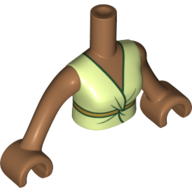 Lego Minidoll Torso Woman with Yellowish Green Dress Print, Medium Nougat Arms with Hands / Medium Nougat