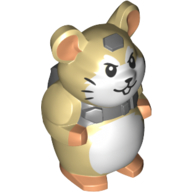 Lego Animal, Hamster with White Face, Whiskers, Back Pack (Hammond) / Tan