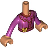 Lego Minidoll Torso Girl with Magenta Dress, Dark Red Trim, Bright Light Orange Butterfly print, Nougat Arms and Hands / Nougat