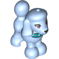 Lego Animal, Dog, Poodle with Purple Bow, Blue Eyes, Black Nose and Mouth Print / [No Color/Any Color]