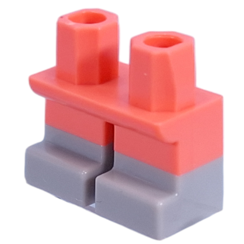 Lego Leg Short with Light Bluish Gray Feet Pattern / Coral