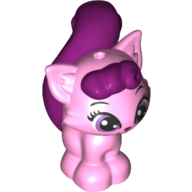Lego Animal, Cat, Small Standing with Dark Pink Bangs and Tail Pattern (Dreamy) / Bright Pink