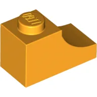 Brick Curved 2 x 1 with Inverted Cutout / Bright Light Orange