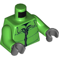Lego Torso Winter Jacket with Silver Zipper Print, Bright Green Arms, Dark Bluish Gray Hands / Bright Green