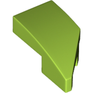 Lego Brick Wedged, Curved 2 x 1 with Stud Notch Left / Lime