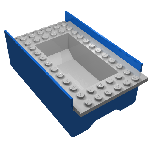Lego Boat Hull Section, Middle 12 x 6 x 3 1/3, Deck Color Light Gray / Blue