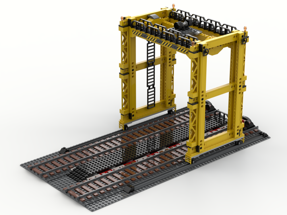 Lego Cargo Train Transfer with Gantry Crane