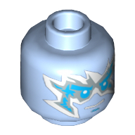 Lego Minifig Head Zane, Ice Energy Print [Hollow Stud] / Bright Light Blue