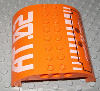 Lego Slope, Curved 8 x 8 x 2 Double with 'AT.02' and 'DANGER AMMUNITION' Pattern (Stickers) - Set 7706