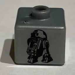 Pen Bead, Square with R2-D2 Print / Dark Gray