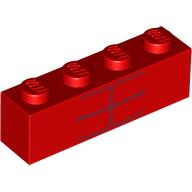 Lego Brick 1 x 4 with 6 Dark Red Stripes Print (Red Hulk Bottom Torso) / Red