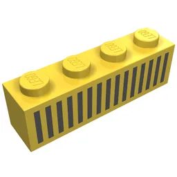 Brick 1 x 4 with Black 15 Bars Grill Print / Yellow