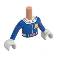 Minidoll Torso Girl with Blue Classic Space Suit, White Trim, Lavender Belt Print, Blue Arms, White Hands / Nougat