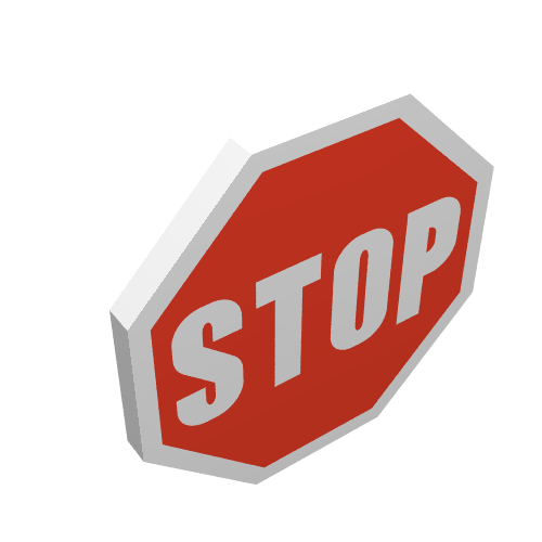 Lego Road Sign Clip-on 2 x 2 Octagonal with Red Stop Sign Print / White