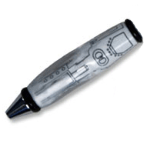 Lego Pen Body, with Chrome Tip, Black Ends with Black Mechanical Lines Print