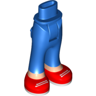 Lego Minidoll Hips and Trousers with Back Pockets and Light Nougat Legs and Red Sneakers, White Laces Print / Blue