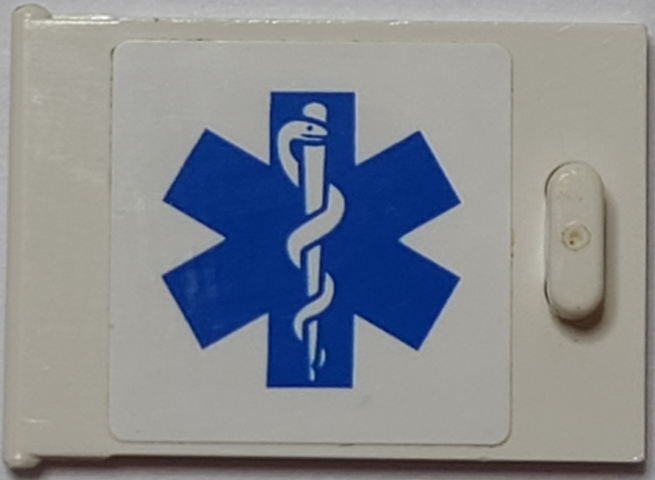 Lego Container, Cupboard 2 x 3 x 2 Door with EMT Star of Life to Left of Handle Pattern (Sticker) - Set 7902