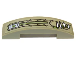 Slope, Curved 4 x 1 x 2/3 Double with Scales, Teeth and Lime Line Pattern Model Right Side (Sticker) - Set 70006
