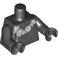Lego Torso Necklace with Large White Spheres, Tribal Marking Print, Black Arms and Hands / Black