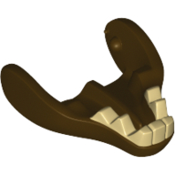Lego Creature Body Part, Warg Lower Jaw with Tan Teeth Print / Dark Brown