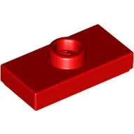 Plate Special 1 x 2 with 1 Stud with Groove (Jumper) / Red
