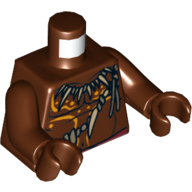 Lego Torso Bare Chest with Bone Necklace and Body Paint Print, Reddish Brown Arms and Hands / Reddish Brown